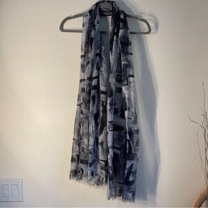 Calvin Klein Gauze wrap scarf shawl black gray 76” x 28”